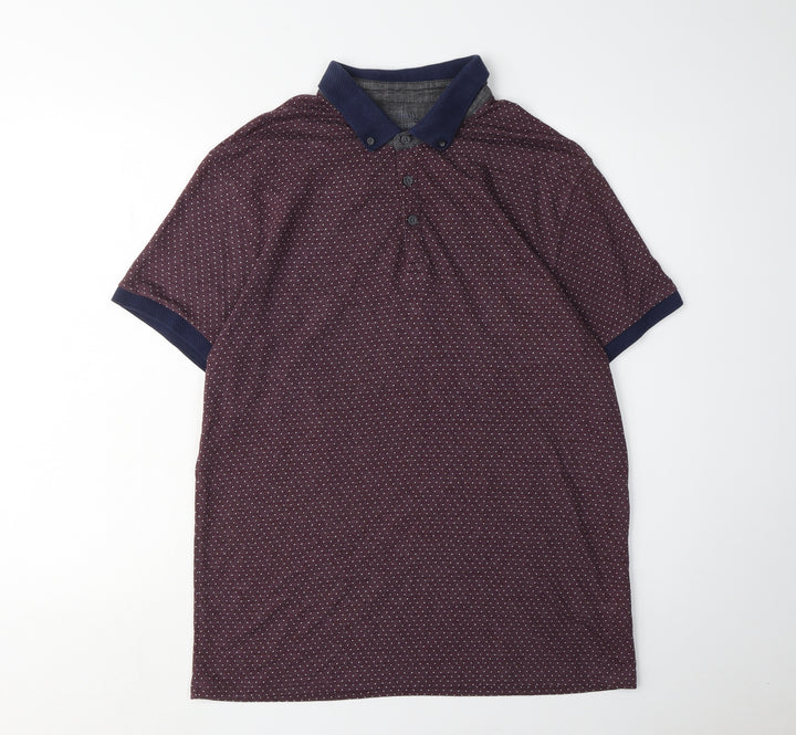 Red Herring Men's Multicoloured Polo, Medium, Graphic Print