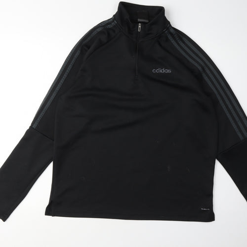 Adidas Men's Black 1/4 Zip Sweatshirt, Logo Accents