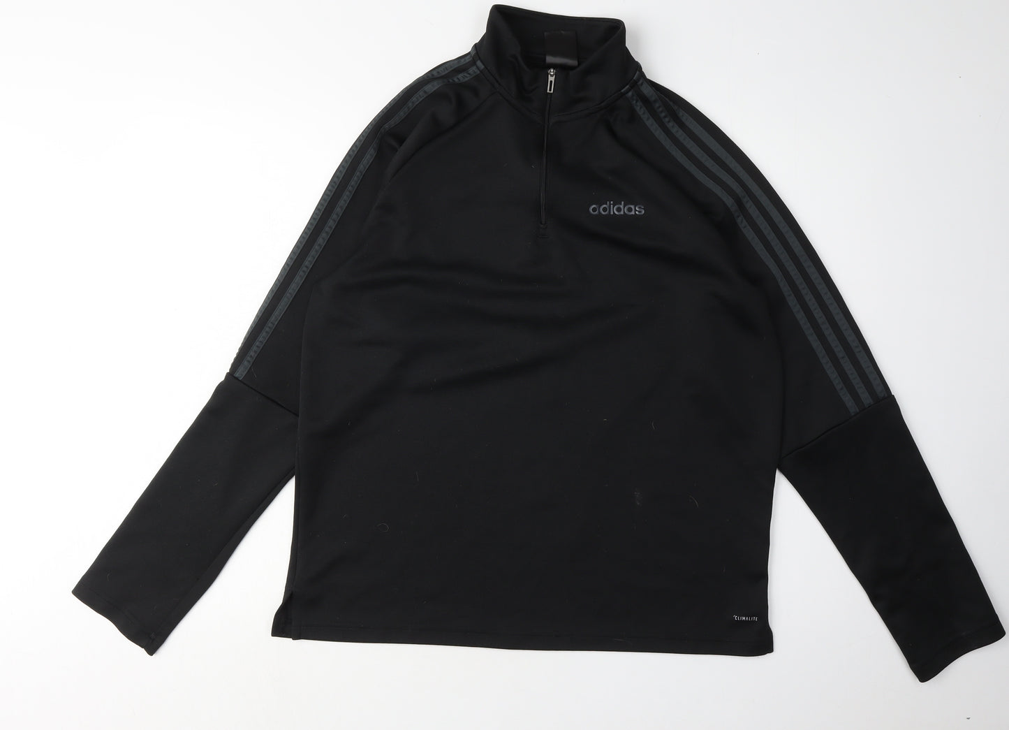 Adidas Men's Black 1/4 Zip Sweatshirt, Logo Accents