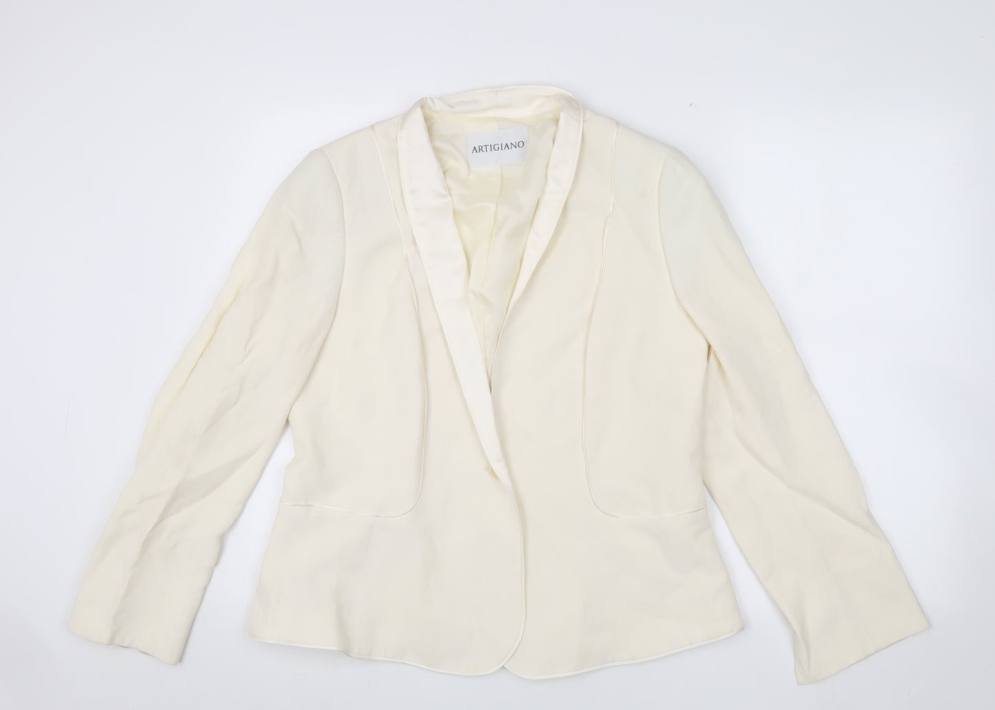 Artigiano Women's Ivory Blazer Shawl Collar Size 14
