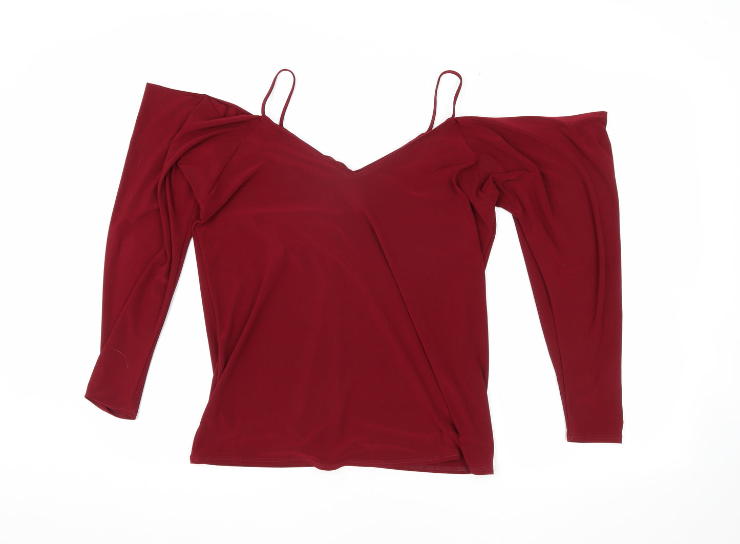 River Island Women's Red Off Shoulder Long Sleeve Top