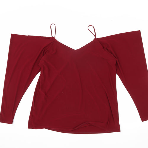 River Island Women's Red Off Shoulder Long Sleeve Top