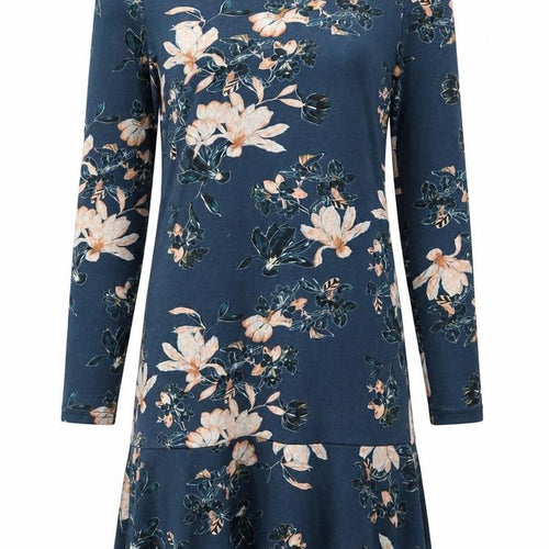 SOLO Women's Blue Floral Long Sleeve Dress, Size 8