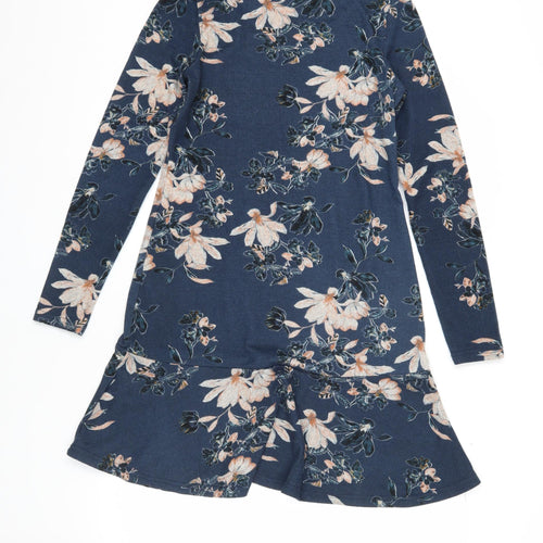 SOLO Women's Blue Floral Long Sleeve Dress, Size 8