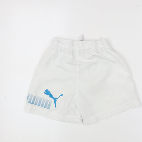 Puma Boys' White Athletic Shorts, Size 8, Quick Dry Activewear