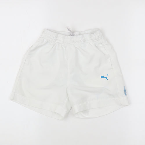 Puma Boys' White Athletic Shorts, Size 8, Quick Dry Activewear