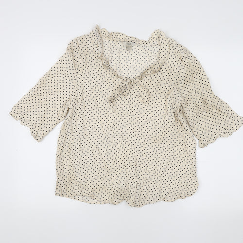 Marks and Spencer Women's Beige Polka Dot Blouse, Size 8