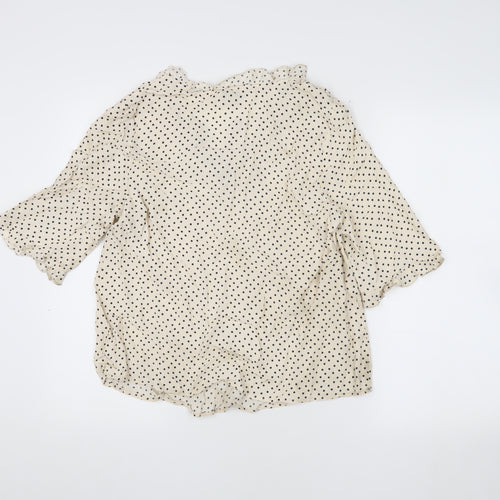 Marks and Spencer Women's Beige Polka Dot Blouse, Size 8