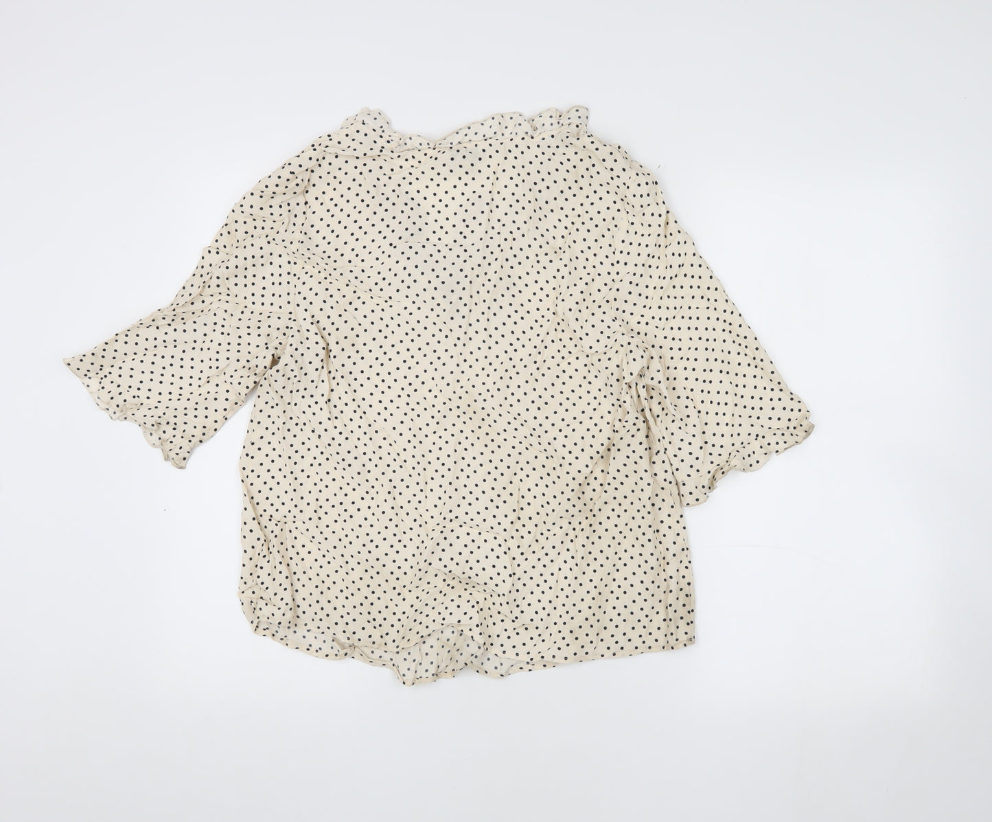 Marks and Spencer Women's Beige Polka Dot Blouse, Size 8