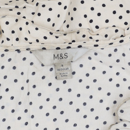 Marks and Spencer Women's Beige Polka Dot Blouse, Size 8