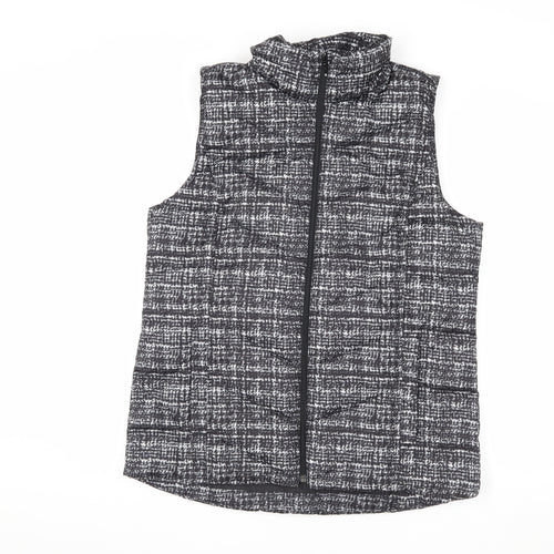 Lands' End Women's Black Check Puffer Waistcoat, L Tall