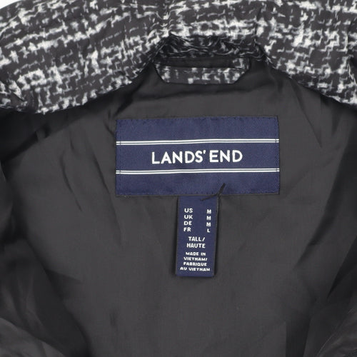 Lands' End Women's Black Check Puffer Waistcoat, L Tall