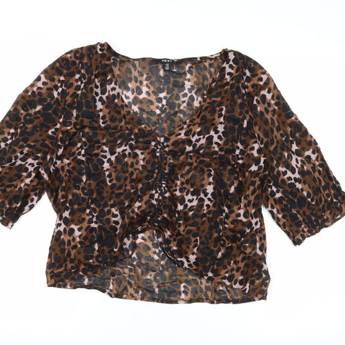 Next Women's Brown Animal Print Top Size 16