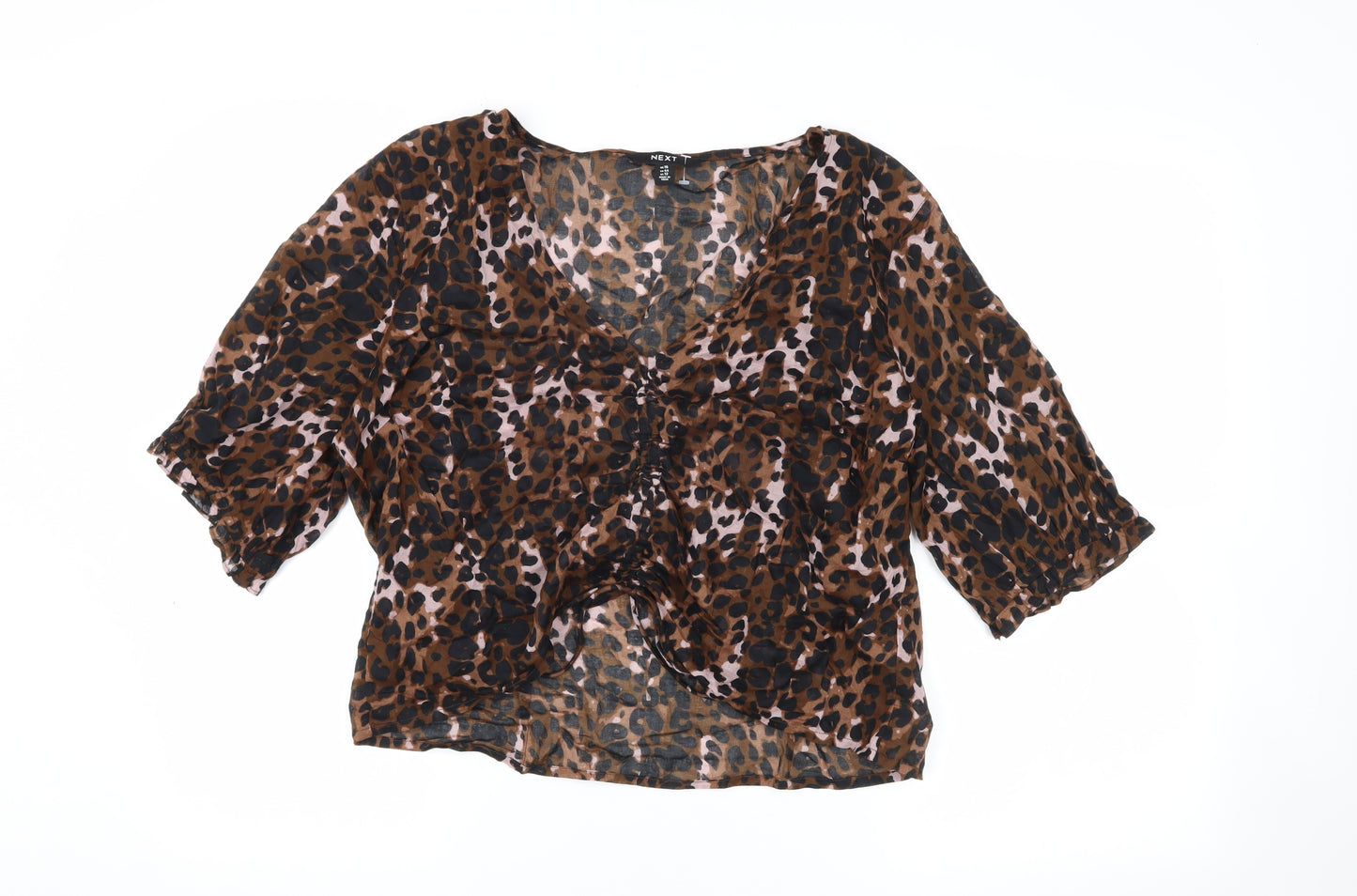 Next Women's Brown Animal Print Top Size 16