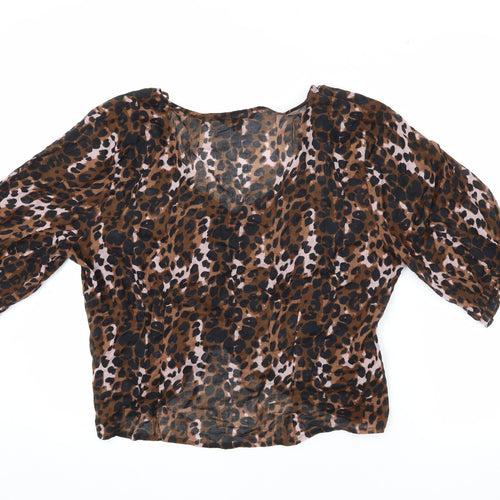 Next Women's Brown Animal Print Top Size 16