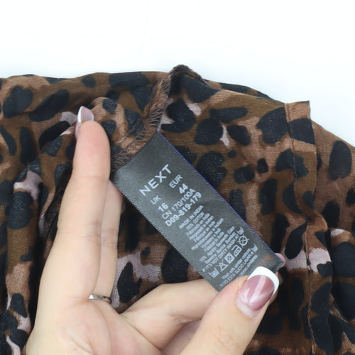 Next Women's Brown Animal Print Top Size 16