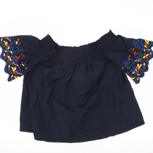 Marks and Spencer Women's Blue Off Shoulder Top, Size 14