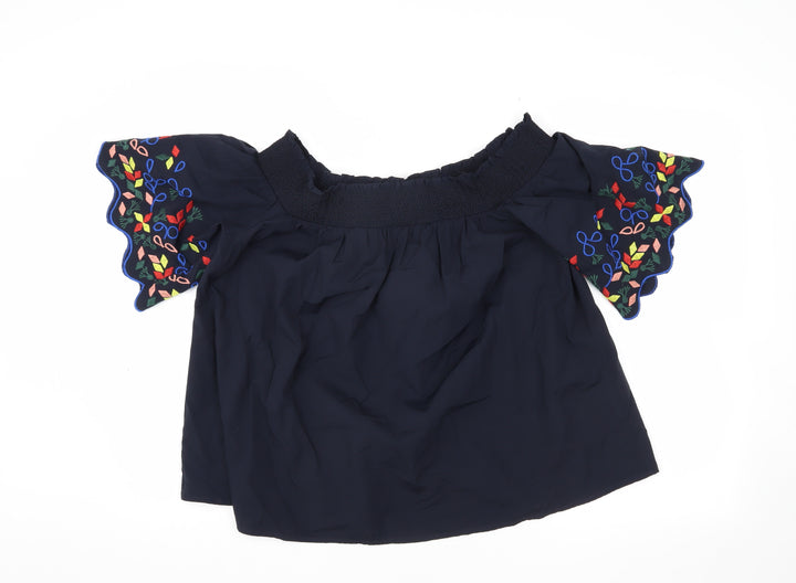 Marks and Spencer Women's Blue Off Shoulder Top, Size 14