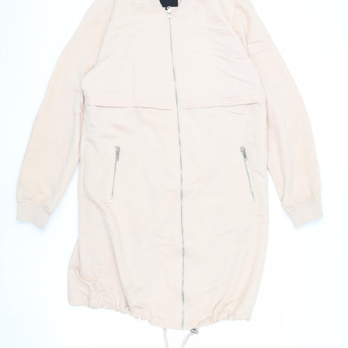 New Look Women's Beige Long Bomber Jacket Size 10