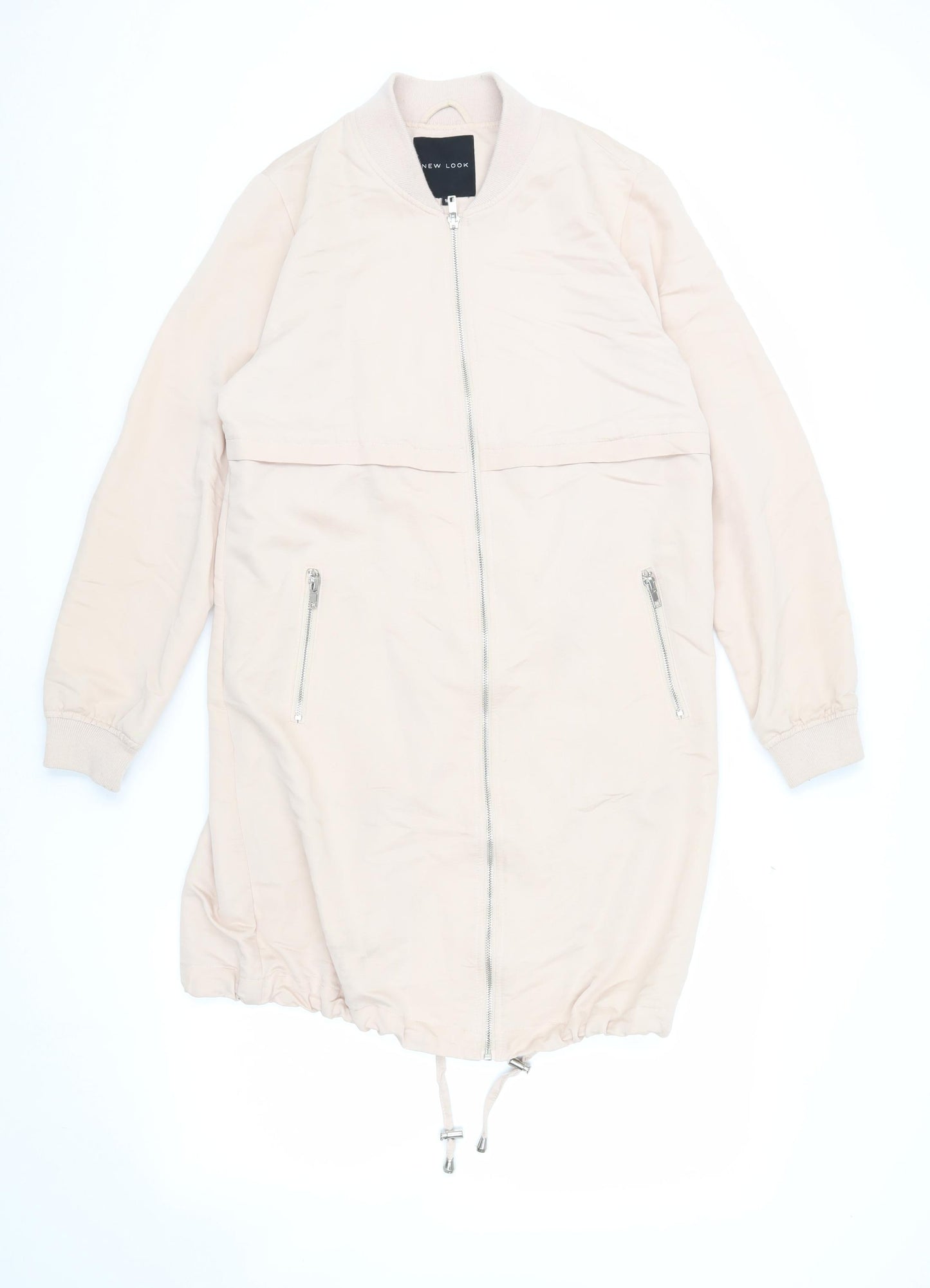 New Look Women's Beige Long Bomber Jacket Size 10