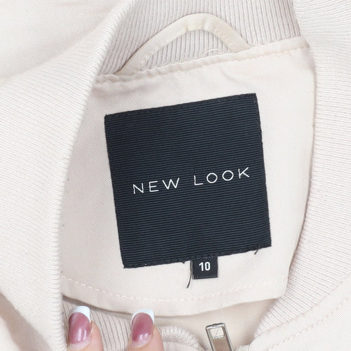 New Look Women's Beige Long Bomber Jacket Size 10