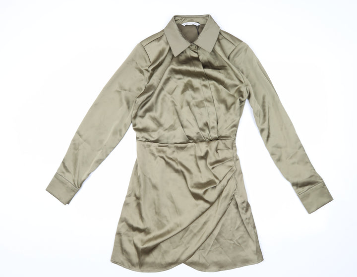 Stradivarius Women's Beige Shirt Dress Size 8