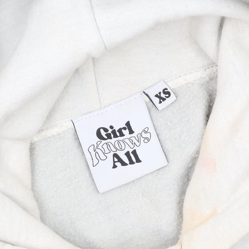 Girl Knows All Women's White XS Pullover Hoodie