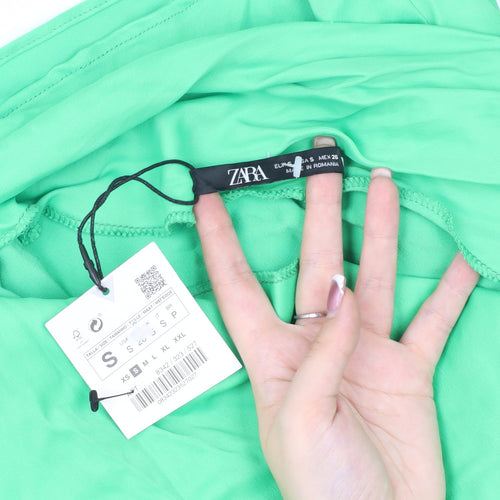Zara Women's Green Slip Dress, Size S
