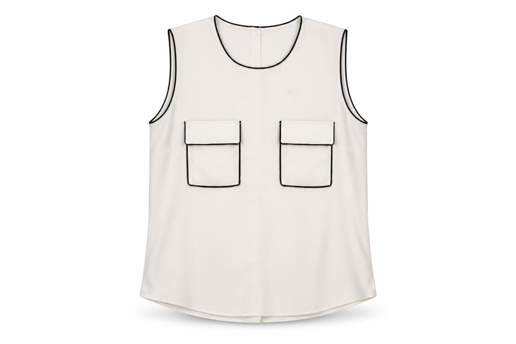 Front view of H&M Women's White Sleeveless Blouse, size 12