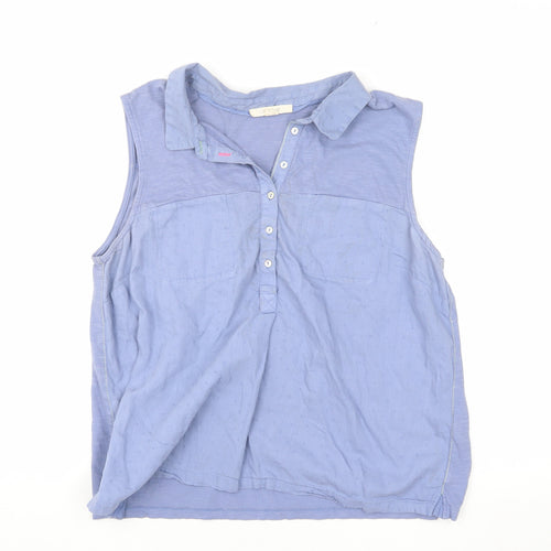 White Stuff Women's Blue Sleeveless Polo Top, Size 12
