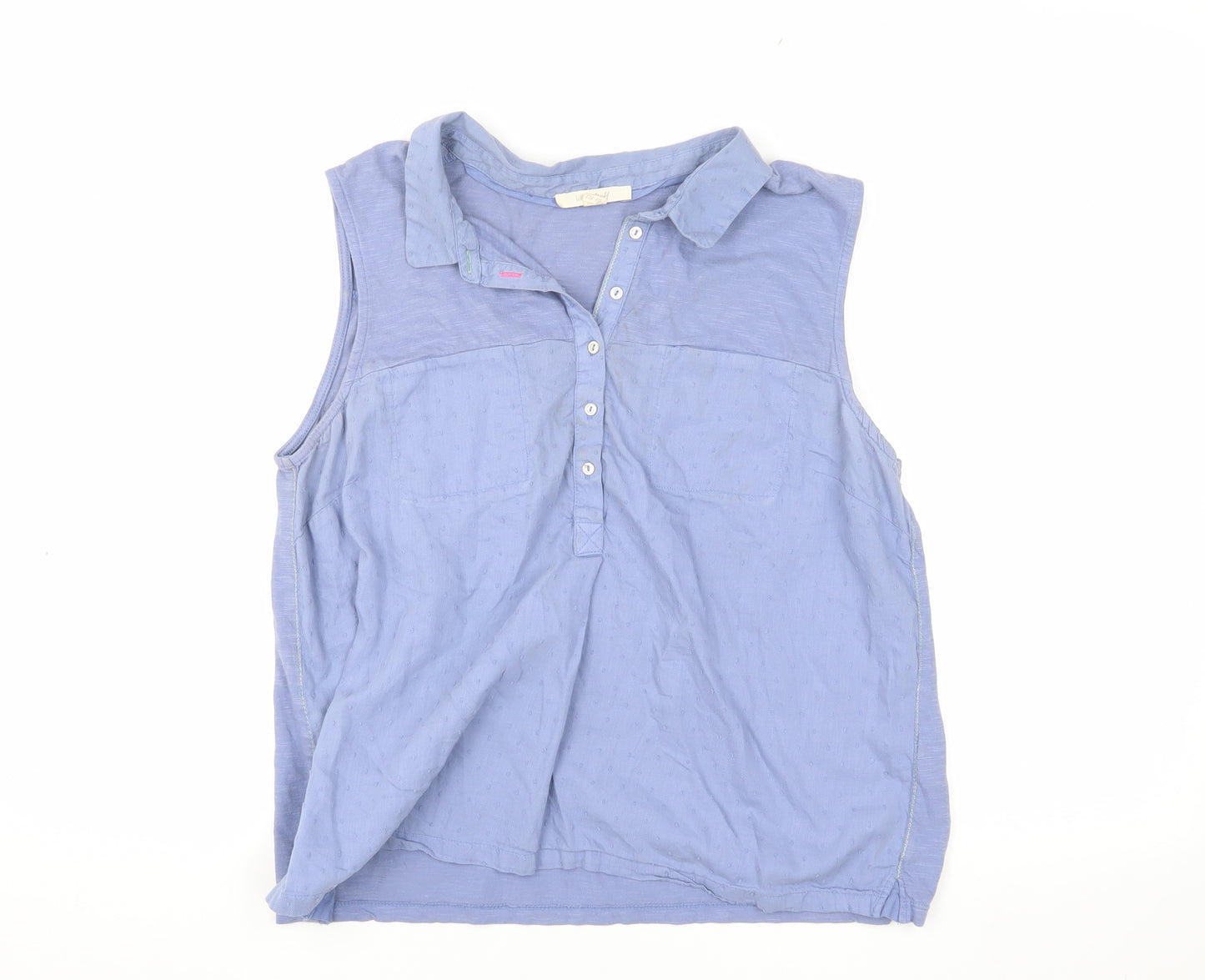 White Stuff Women's Blue Sleeveless Polo Top, Size 12