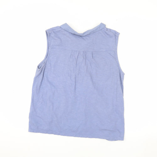 White Stuff Women's Blue Sleeveless Polo Top, Size 12