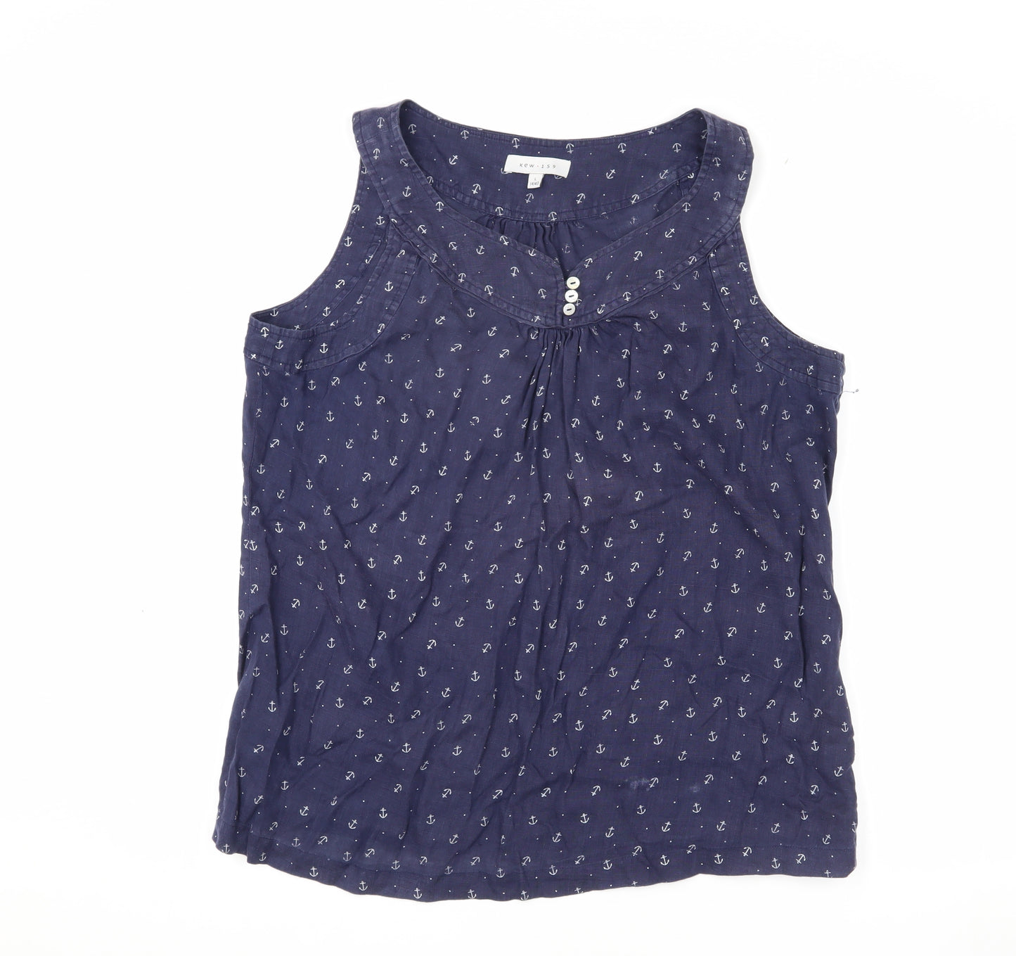 kew 159 Women's Blue Cotton Tank Top - L