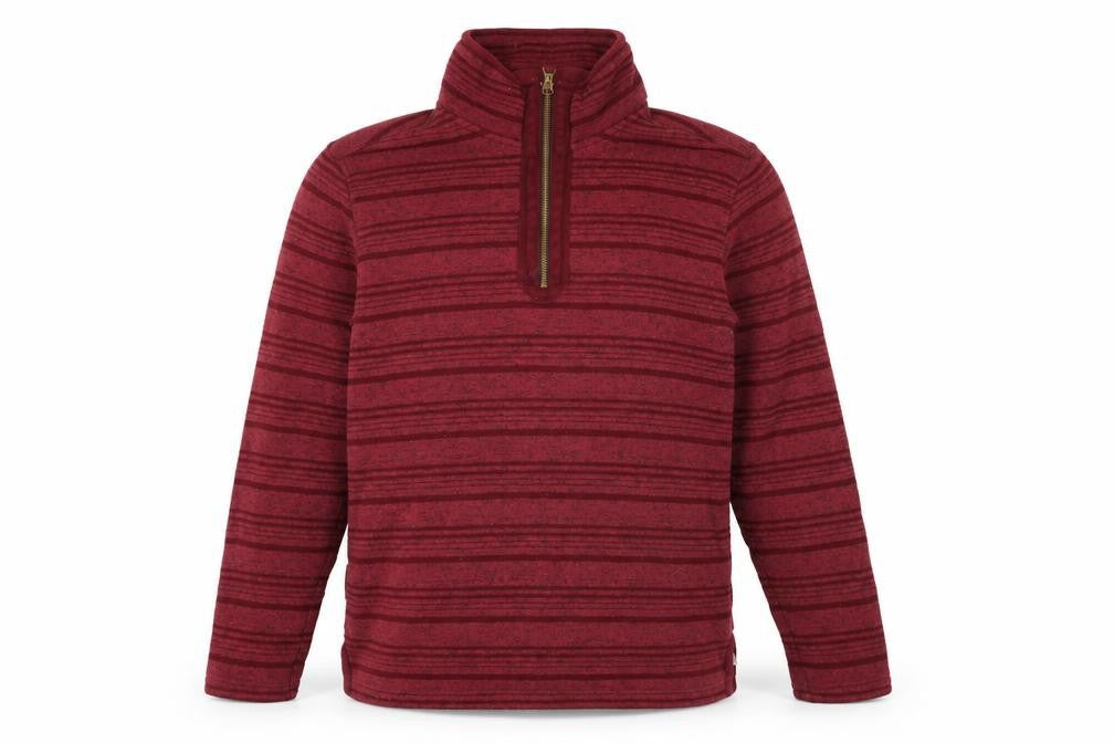 Front view of Mountain Warehouse Men's Red Striped 1/4 Zip Sweatshirt S