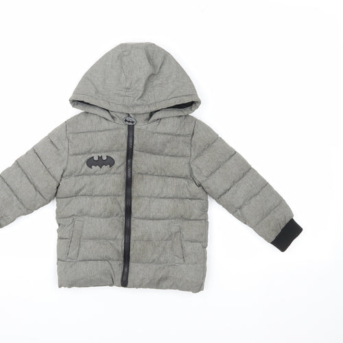 Batman Boys Grey Hooded Puffer Jacket 2-3 Years