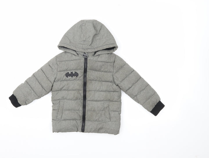 Batman Boys Grey Hooded Puffer Jacket 2-3 Years