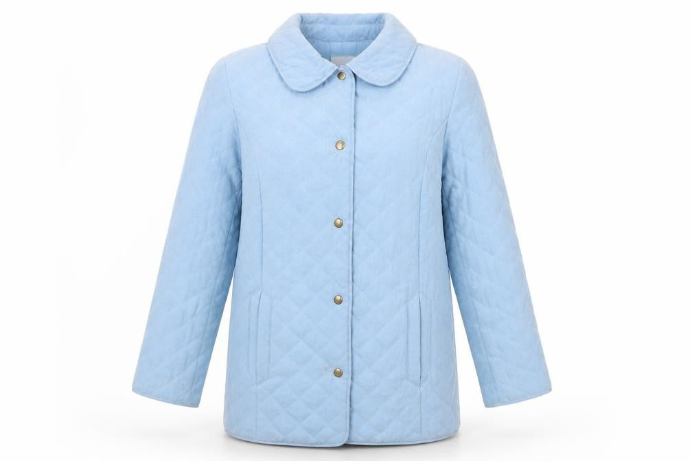 Front view of Eastex Women's Blue Quilted Coat, size 12, Lined
