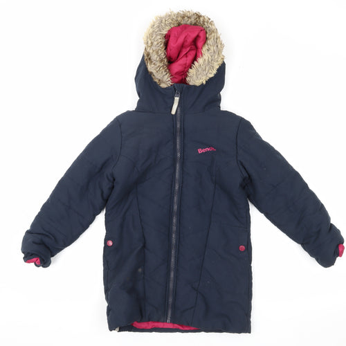 Bench Girls Blue Puffer Jacket, 5-6 Years, Hooded and Lined