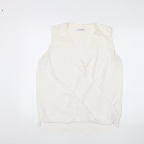 Mango Women's Ivory Wrap Blouse, Size S, Casual Wear