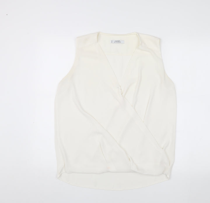 Mango Women's Ivory Wrap Blouse, Size S, Casual Wear