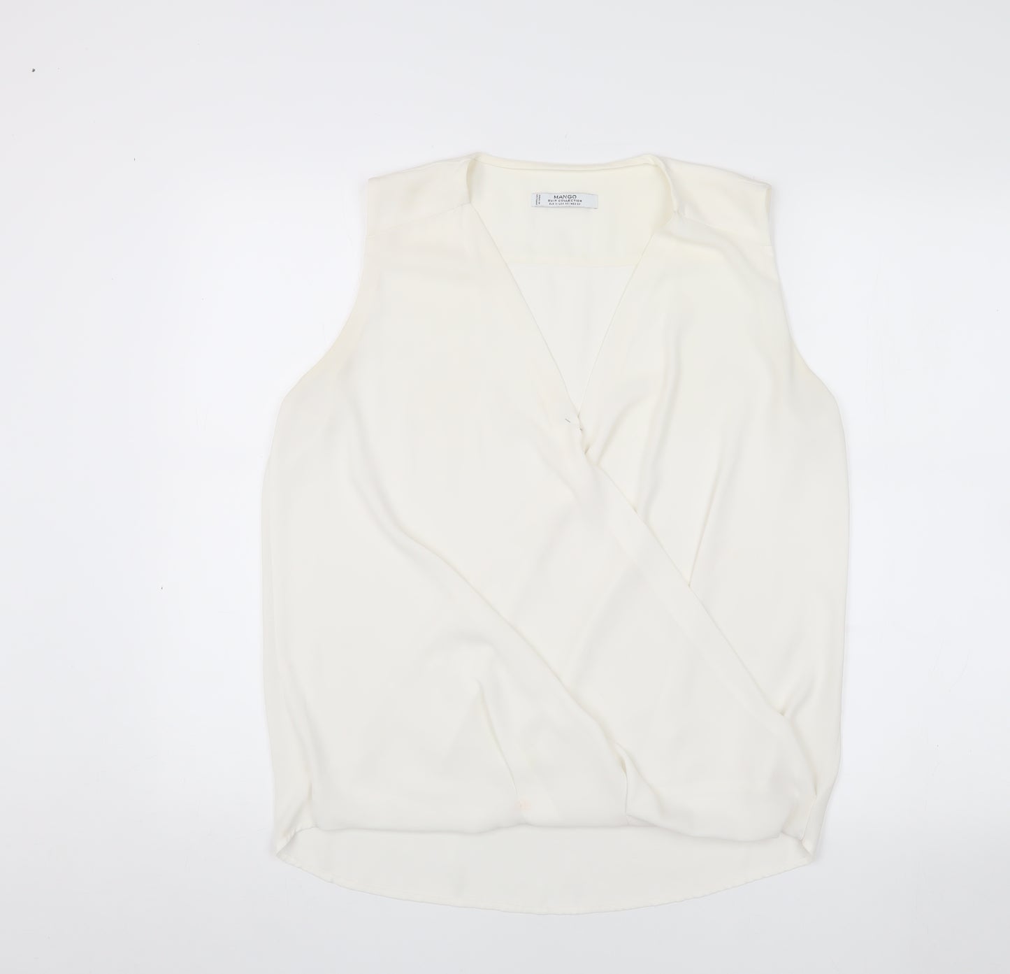 Mango Women's Ivory Wrap Blouse, Size S, Casual Wear