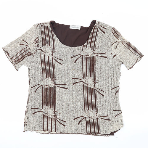 Bassini Women's Brown Geometric Knit Top XL