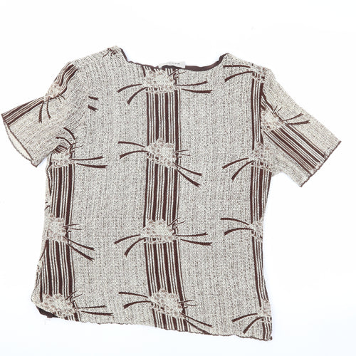 Bassini Women's Brown Geometric Knit Top XL