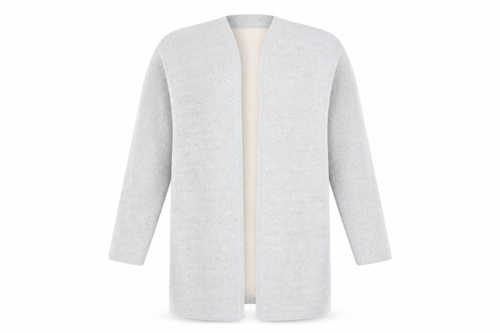 Front view of Oasis Grey Women’s XS Open Front Cardigan Long Sleeve