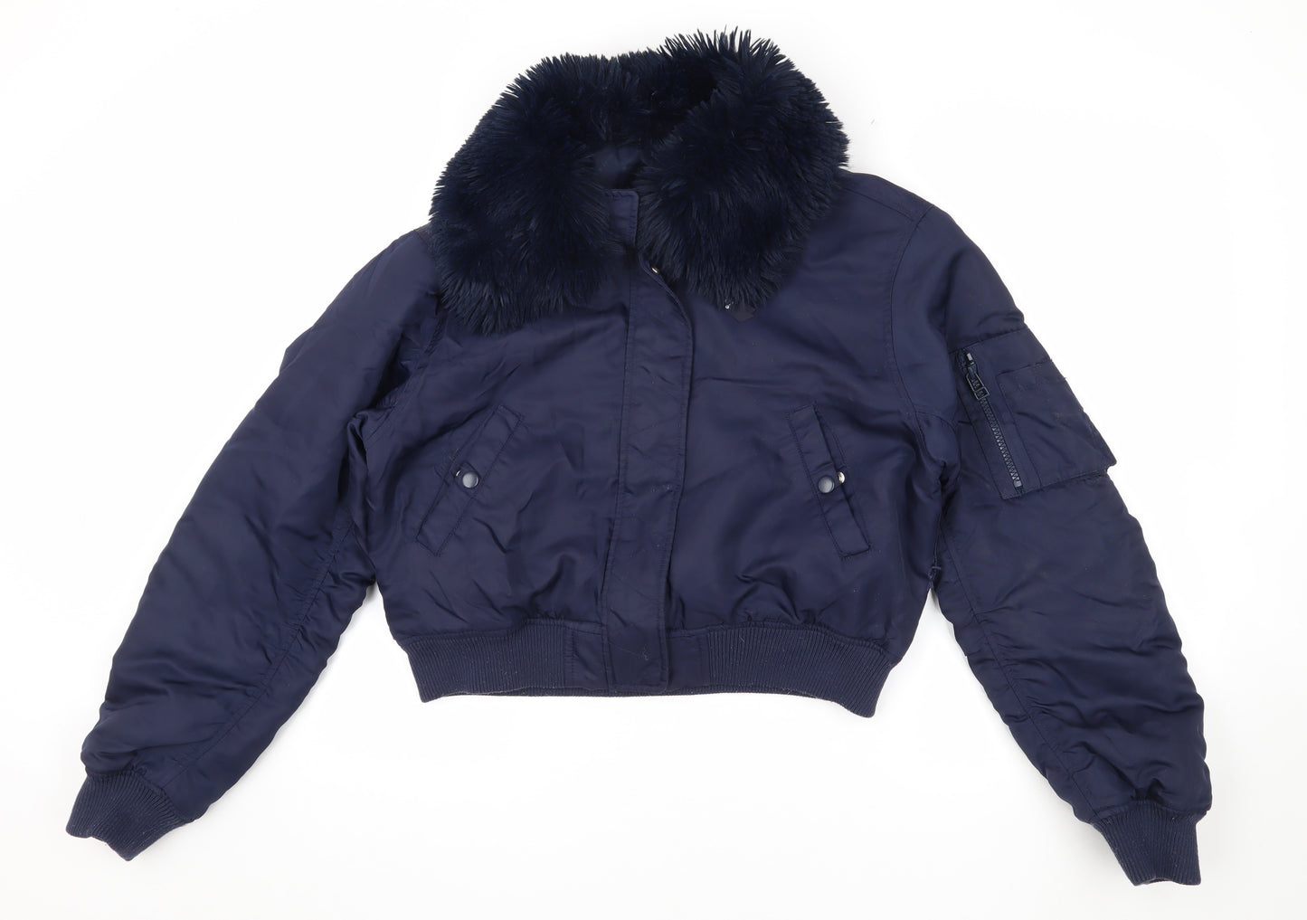 Urban Outfitters Women's Blue Bomber Jacket L