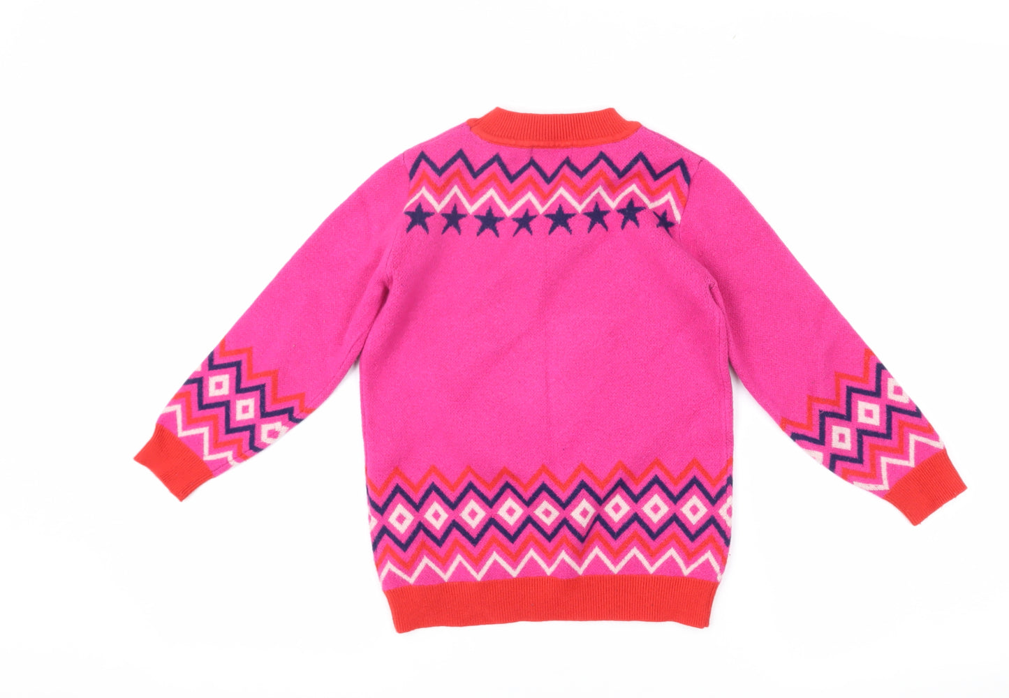 Crew Clothing Company Girls Pink Animal Pullover Jumper 5-6 Years