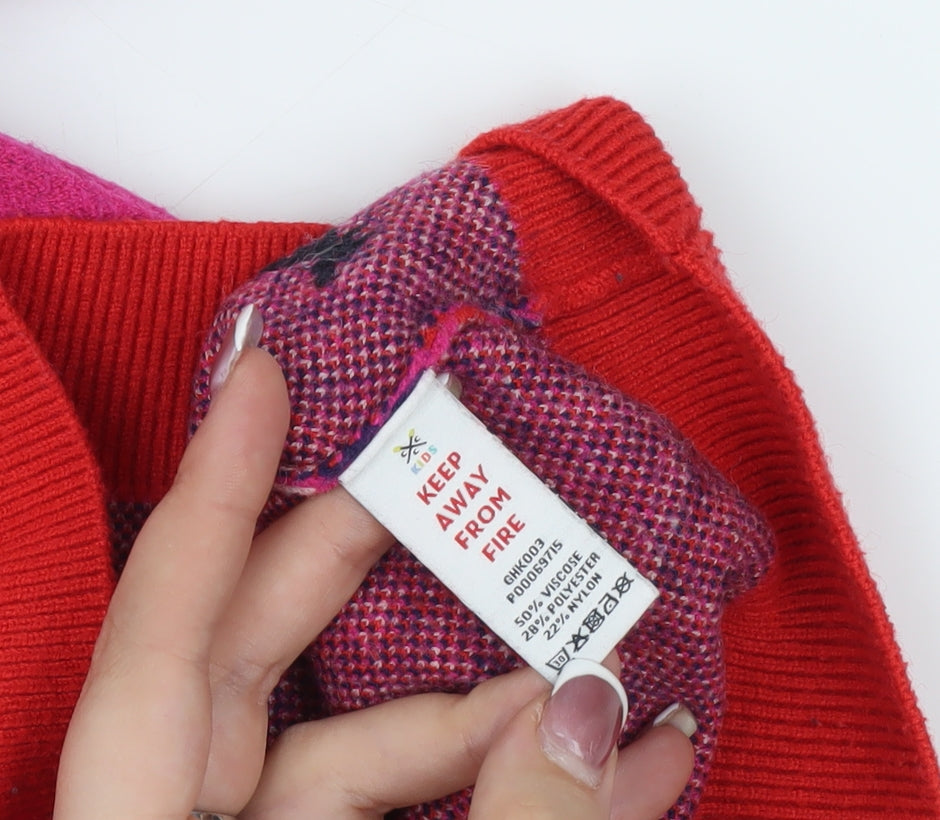 Crew Clothing Company Girls Pink Animal Pullover Jumper 5-6 Years