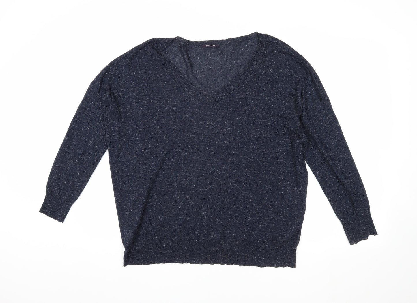 Promod Women's Blue V-Neck Pullover Jumper Size 10