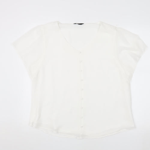 Emreco Women's White V-Neck Blouse Size 16