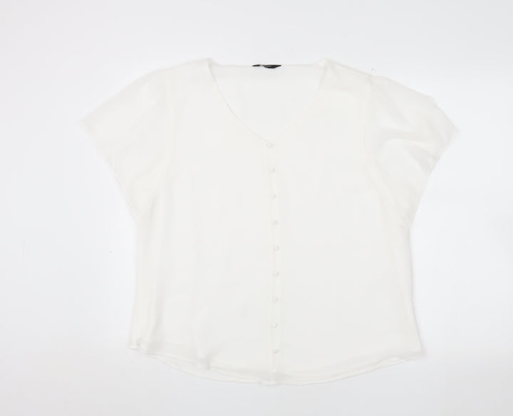 Emreco Women's White V-Neck Blouse Size 16